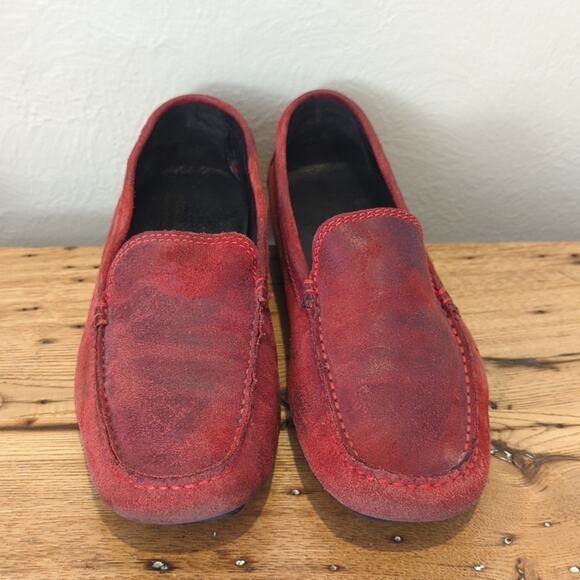 Donald J. Pliner Made in Italy Vesta Red Distressed Driving Mocassins Size 6.5 - Picture 2 of 12